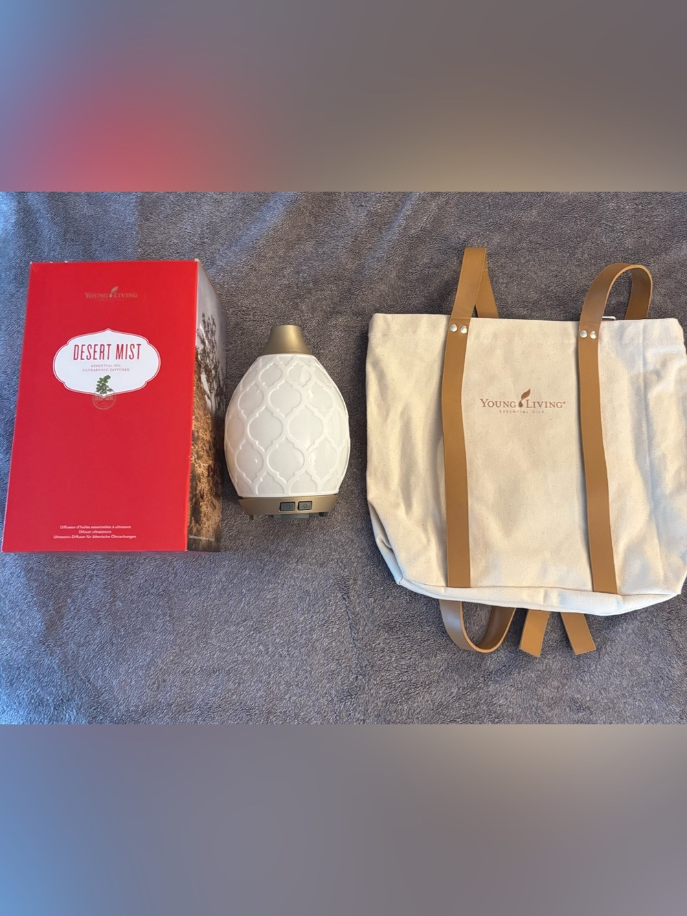 Young Living Desert Mist White Essential Oil Diffuser & Back Pack